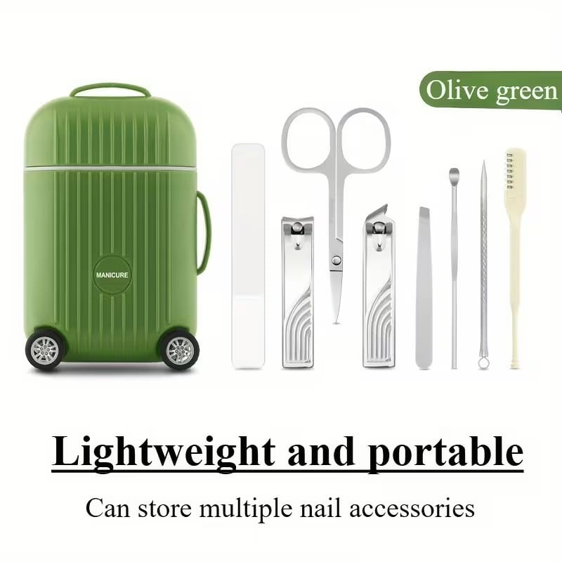 8-Piece Portable Suitcase-Style Manicure & Nail Clipper Set
