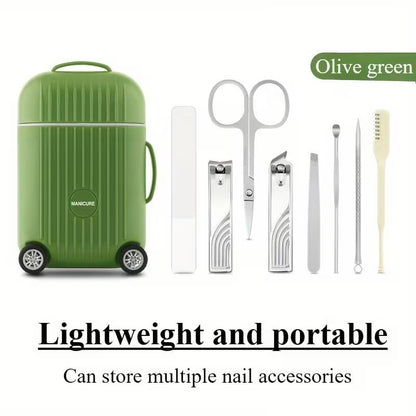 8-Piece Portable Suitcase-Style Manicure & Nail Clipper Set