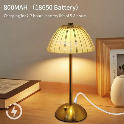 Modern Rechargeable Mushroom Table Lamp – 3 Color Dimmable Cordless LED Lamp