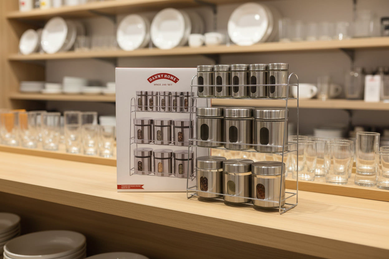 Danny Home Premium 11-Piece Spice Jar & Seasoning Bottle Set with Stand