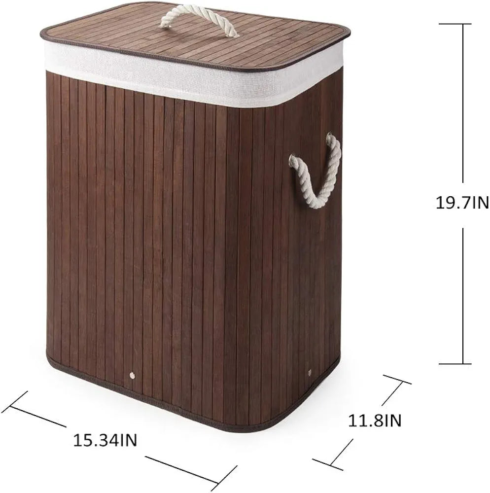 Premium Bamboo Laundry Basket with Lid – 72L Capacity - My Store