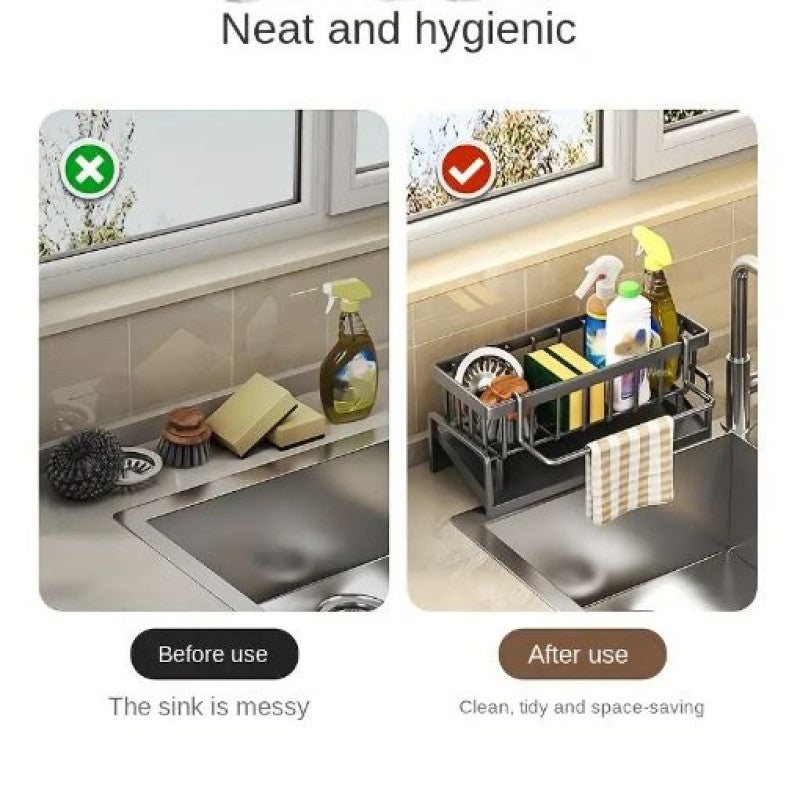 Premium Sinkside Sponge Rack & Organizer Metal