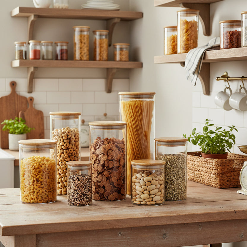 Danny Home™ 7-Piece Glass Storage Jar Set with Bamboo Lids