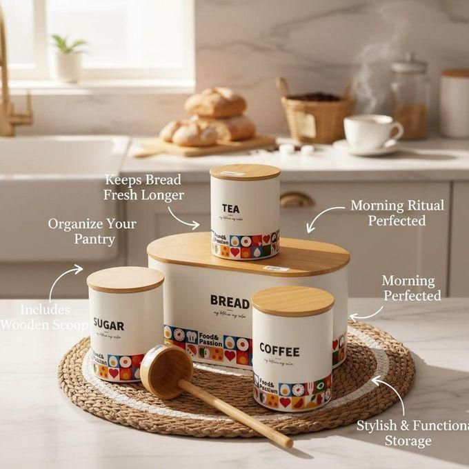 4-Piece Food & Passion Kitchen Storage Set - My Store