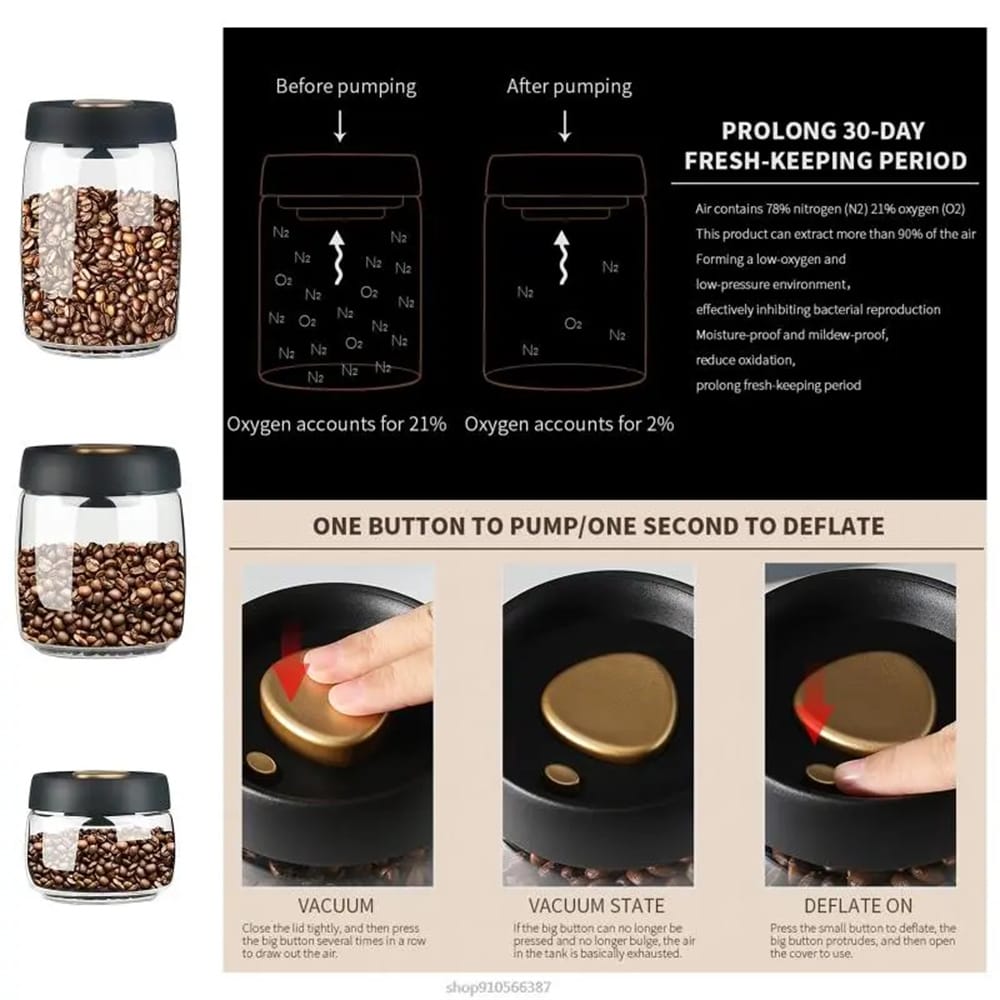Premium Press-Button Vacuum Sealed Glass Jar - My Store