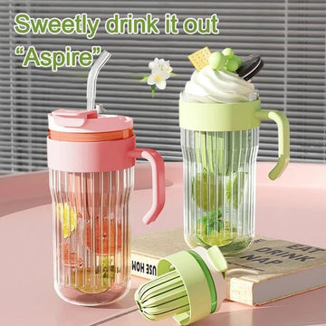 Ice Pick Handle Glass Straw Cup – 520ml