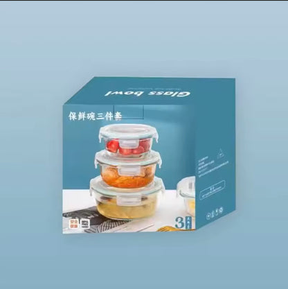 FreshLock™  Borosilicate Glass Food Storage Container Set – 3 Pieces