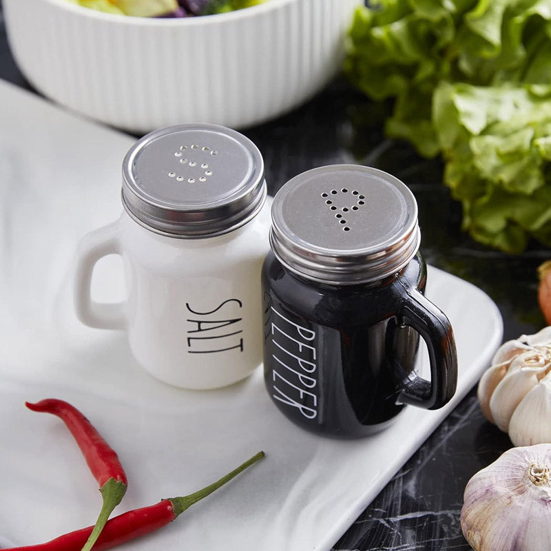 Black & White Mason Jar Salt & Pepper Shaker Set - My Store