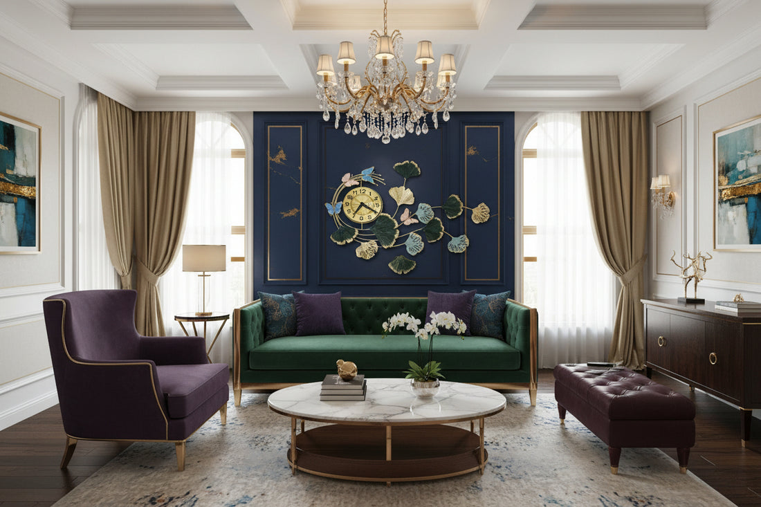 Luxury Metal Leaf & Butterfly Wall Clock - My Store