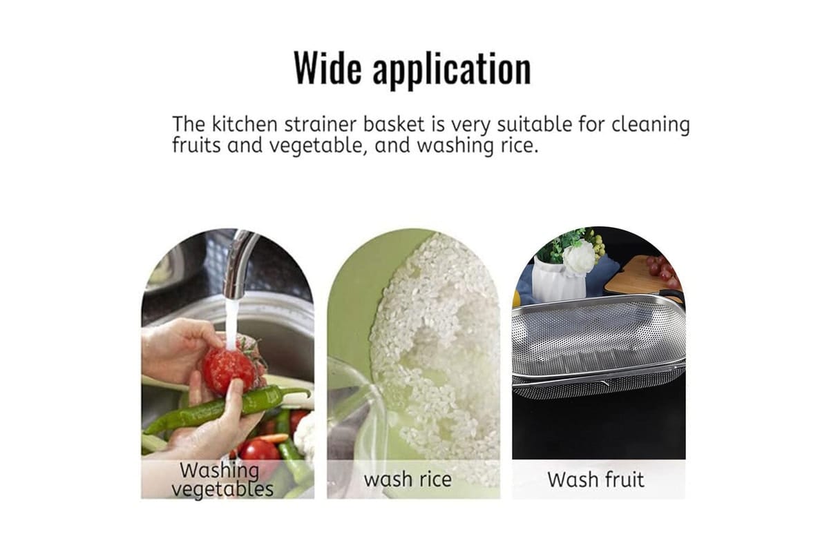Over-the-Sink Expandable Stainless Steel Mesh Colander Basket