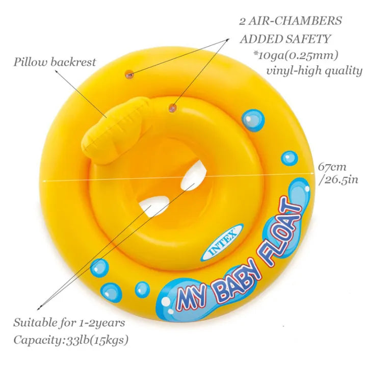 INTEX My Baby Float – Inflatable Baby Pool Float with Backrest (67cm)