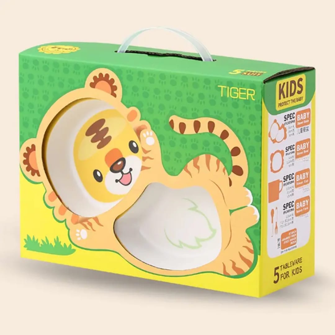 Cartoon Tiger Kids Dinnerware Set – 5 Pcs - My Store