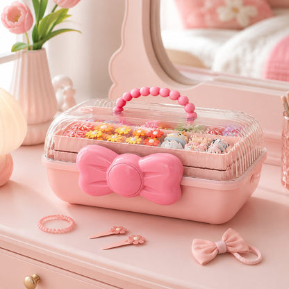 Multi-Tier Clear Top Makeup & Skincare Storage Organizer with Bow Latch