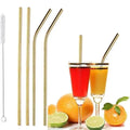 5 Pcs Stainless Steel Straw Set (Golden & Silver) - My Store