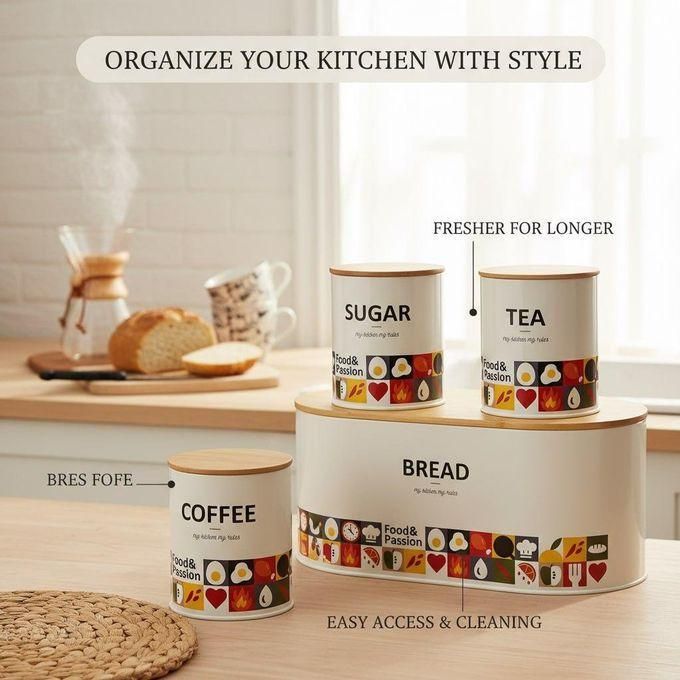 4-Piece Food & Passion Kitchen Storage Set - My Store