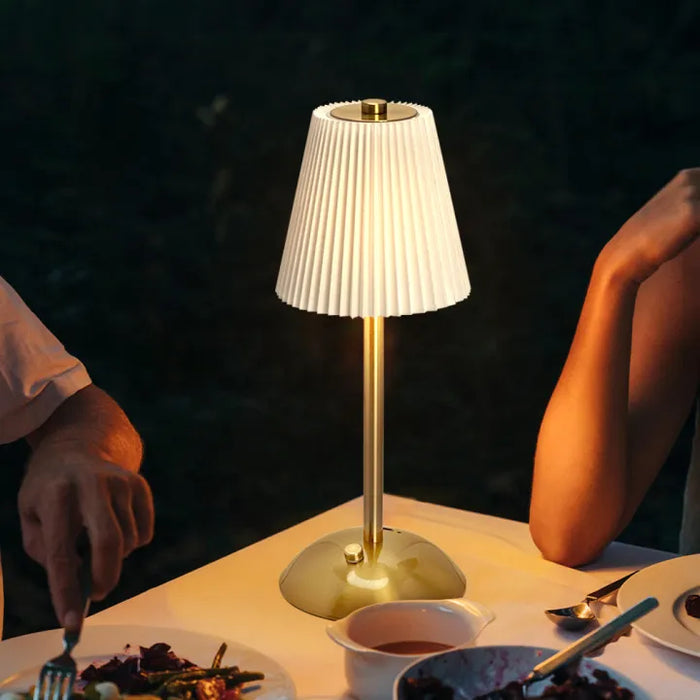 Rechargeable Pleated Cordless Table Lamp – Touch Control LED Table Lamp with 3 Color Modes
