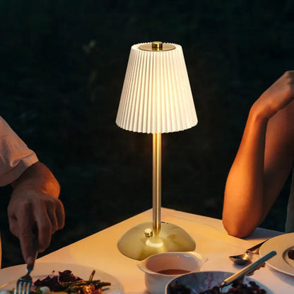 Rechargeable Pleated Cordless Table Lamp – Touch Control LED Table Lamp with 3 Color Modes