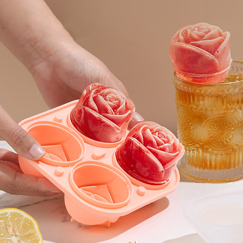 4-Cavity Rose Ice Cube Mold with Lid - My Store