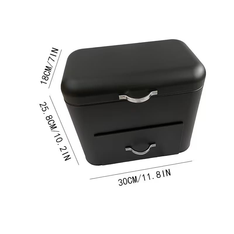 Matte Black Double-Layer Multifunctional Storage Organizer Box with Drawer - My Store
