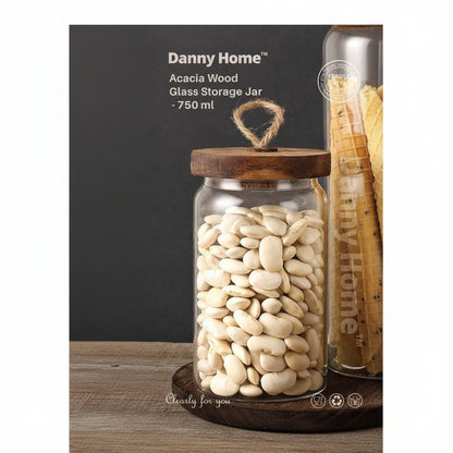 Danny Home™ Premium Acacia Wood Glass Storage Jars