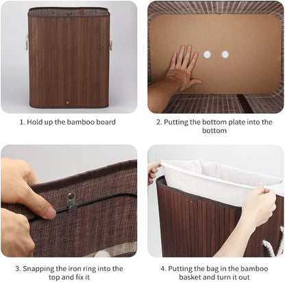 Premium Bamboo Laundry Basket with Lid – 72L Capacity - My Store