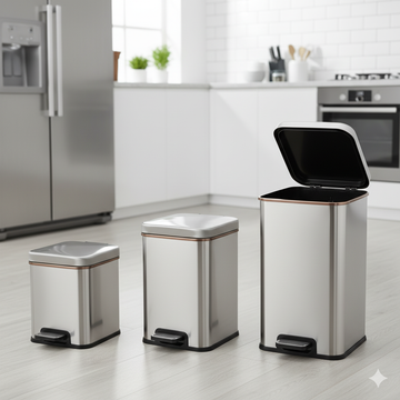 Stainless Steel Hydraulic Square Pedal Dustbin