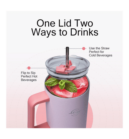 Solara Elixir Tech Insulated Stainless Steel Tumbler with Handle & Straw (1.2L / 40 oz)