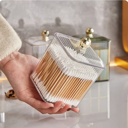 Luxe Fluted Acrylic Organizer Jar with Gold Knob Lid Set of 2 pcs