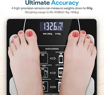 Smart Bluetooth Digital Body Fat Scale with USB Charging & LED Display