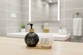 Premium: Luxe Glass Soap Dispenser Set with Bamboo Pumps & Organizing Tray (Set of 2) - My Store
