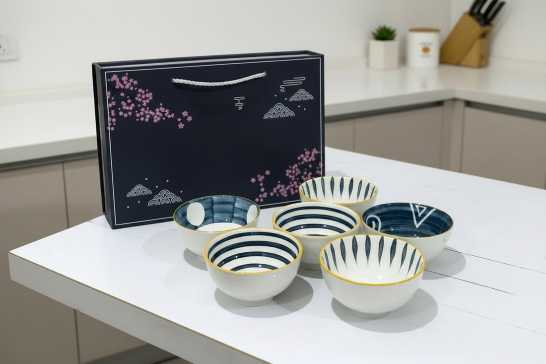 Japanese Style 6-Piece Ceramic Bowl Set