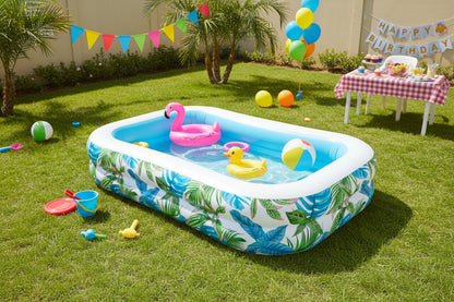 Intex Tropical Swim Center Family Pool – Inflatable Kids & Adults Lounge Pool (90" x 60" x 19")