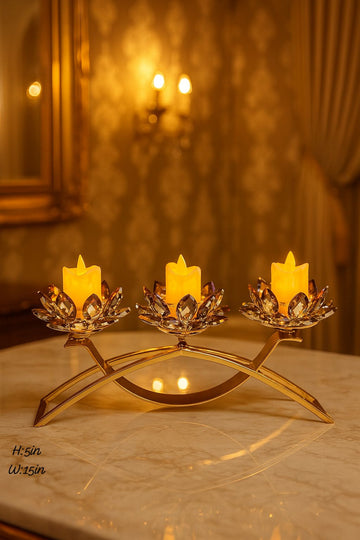 Elegant Nordic Golden Crystal Candle Holder