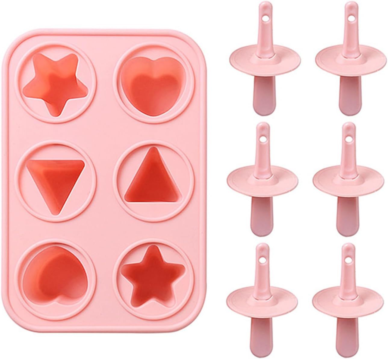 6-Cavity Silicone Popsicle & Ice Cream Mold Set with Reusable Sticks