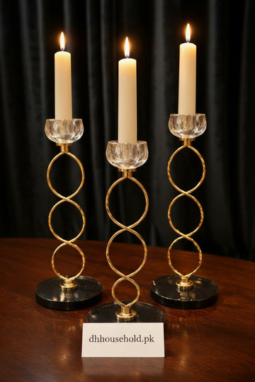 Luxury Gold Ring Crystal Candle Stand (Set of 3) - My Store