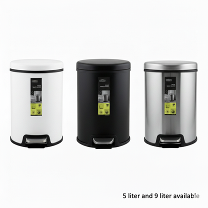 Stainless Steel Hydraulic Pedal Dustbin – 3 Colors (5L & 9L)
