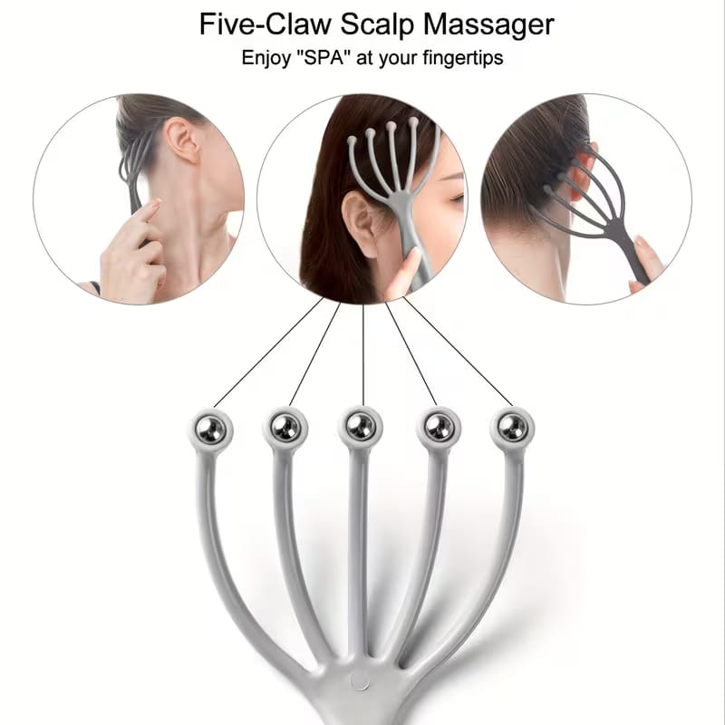 5-Claw Manual Scalp Massager & Head Therapy Brush
