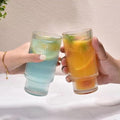 Ribbed Drinking Glasses with Bamboo Lids and Straws  400ML - My Store