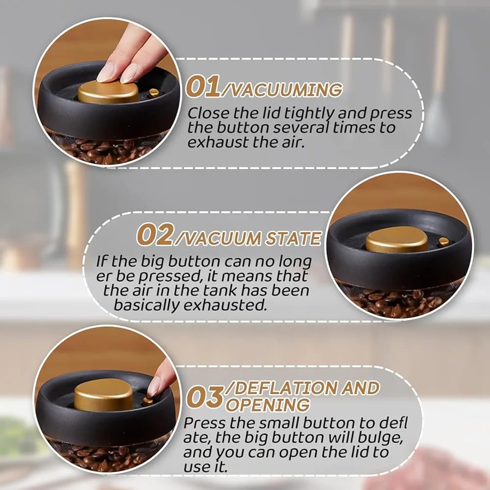 Premium Press-Button Vacuum Sealed Glass Jar - My Store