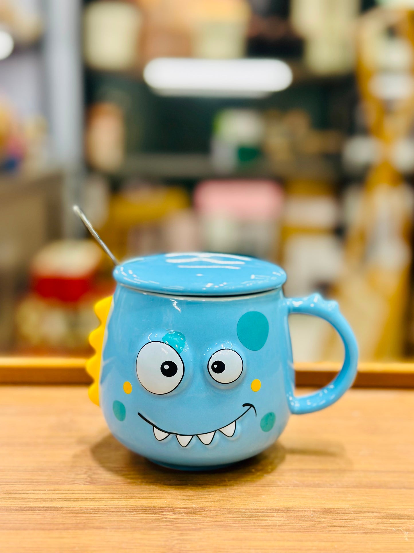 Cute Cartoon Dinosaur Ceramic Mug with Lid & Spoon – 450ml
