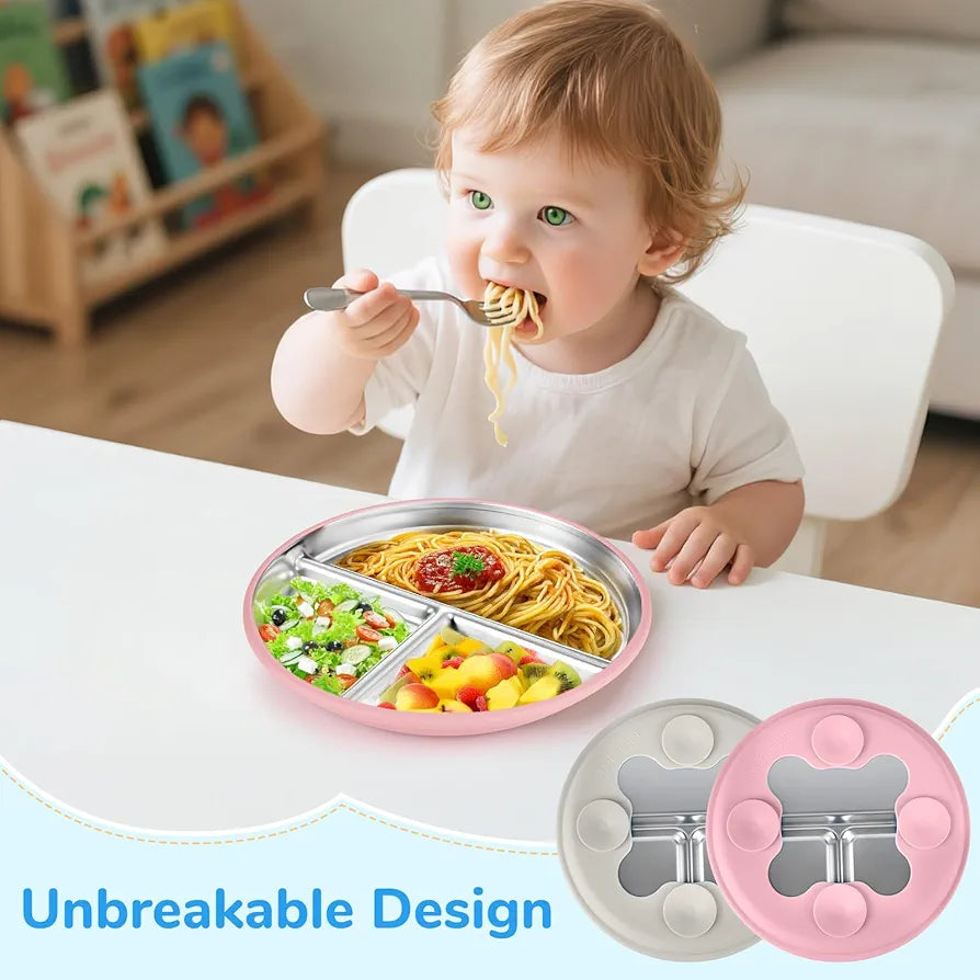 6-Piece Stainless Steel & Silicone Baby Feeding Set - My Store