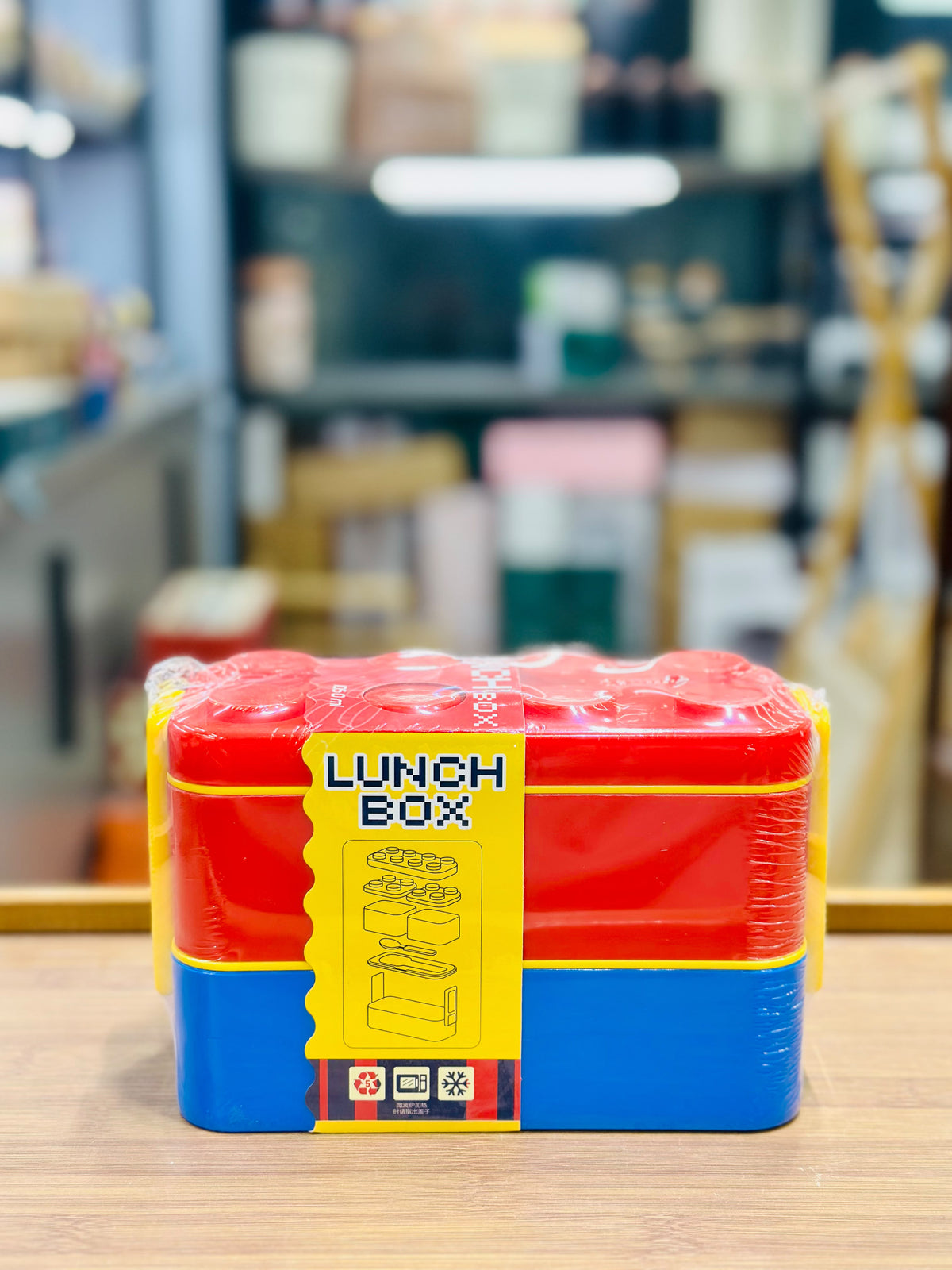 Double-Layer Building Block Kids Lunch Box – 1050ml with Cutlery & Compartments