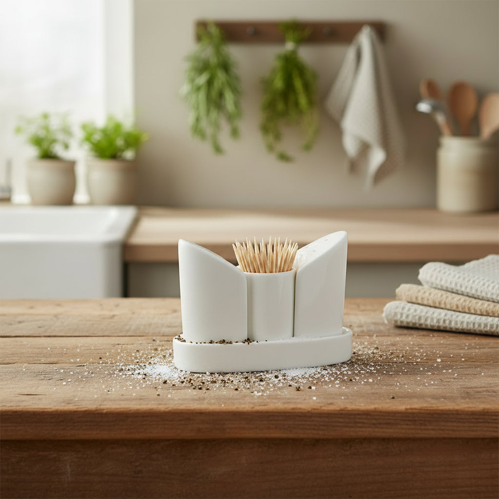 Danny Home™ 4-Piece Ceramic Salt, Pepper & Toothpick Set with Tray