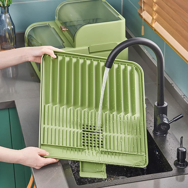 Multifunctional 2-Tier Dish Drying Rack with Dustproof Cover - My Store