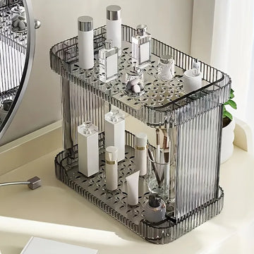 1pc Clear Plastic 2-Tier Countertop Organizer