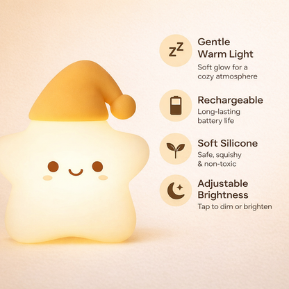 Cute Silicone Star Night Light – Rechargeable LED Lamp - My Store