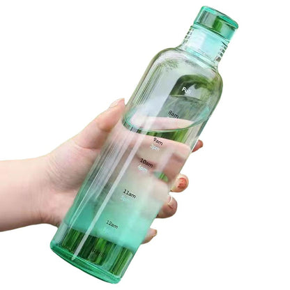 HydrateTime™ 700ml Borosilicate Glass Water Bottle with Time Marker