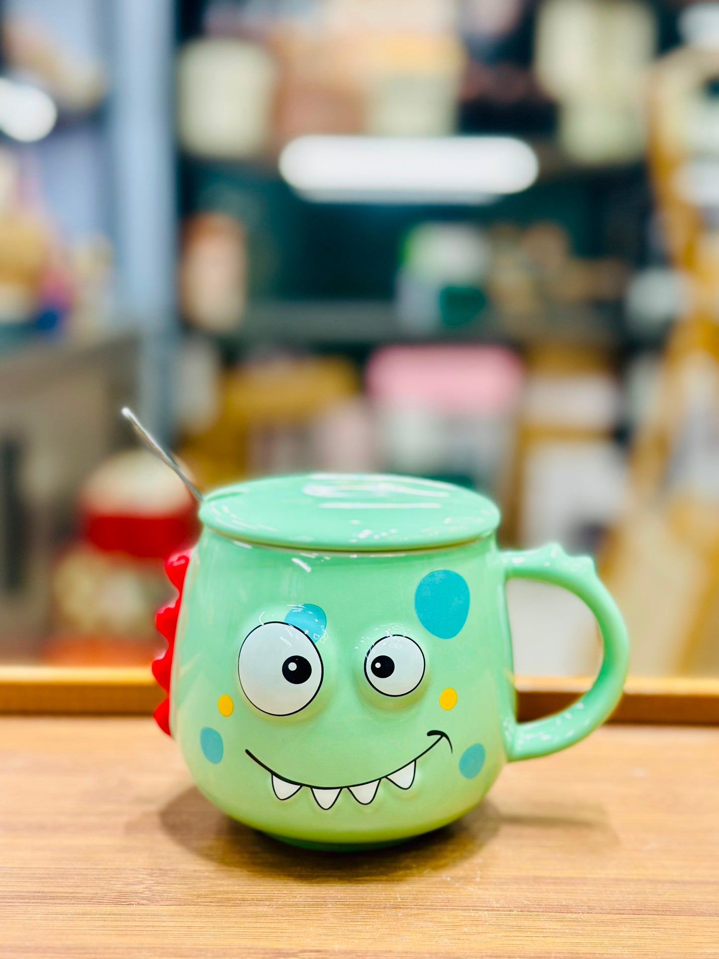 Cute Cartoon Dinosaur Ceramic Mug with Lid & Spoon – 450ml