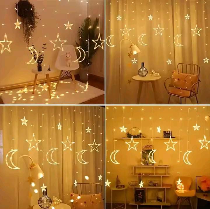 3.5m LED Moon & Star Curtain Fairy Lights