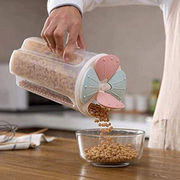 2500ML Plastic 4 Compartment Cereal Food Storage Container Set With Lids, 1pc - My Store